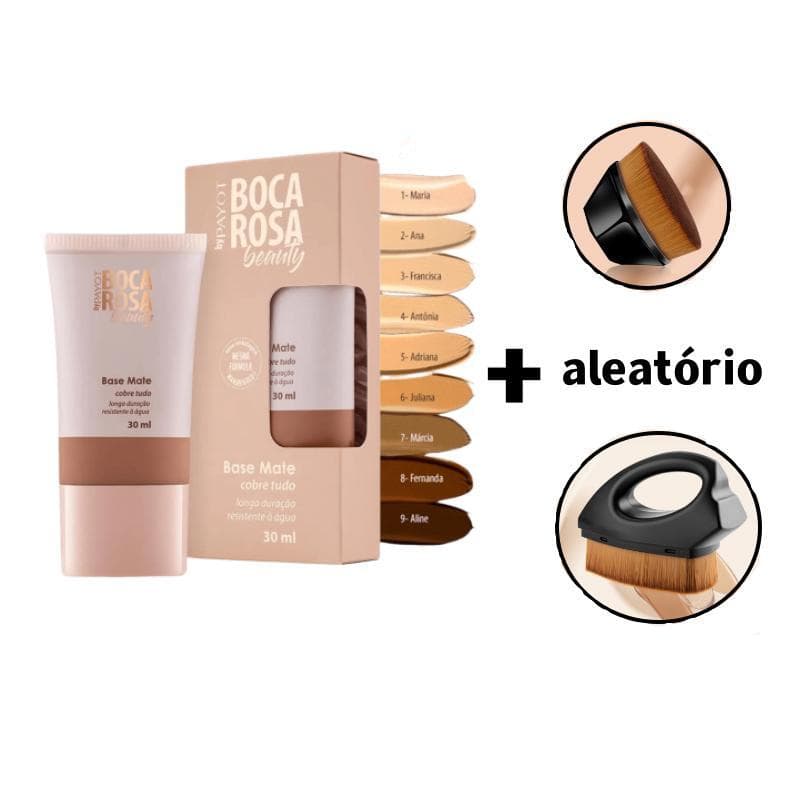 Kit Boca Rosa Base Líquida Matte Perfect Com Pincel de Base Aleatorio