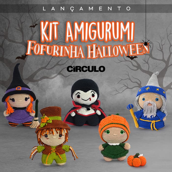 Kit Amigurumi Fofurinha Halloween Círculo Crochê Trico