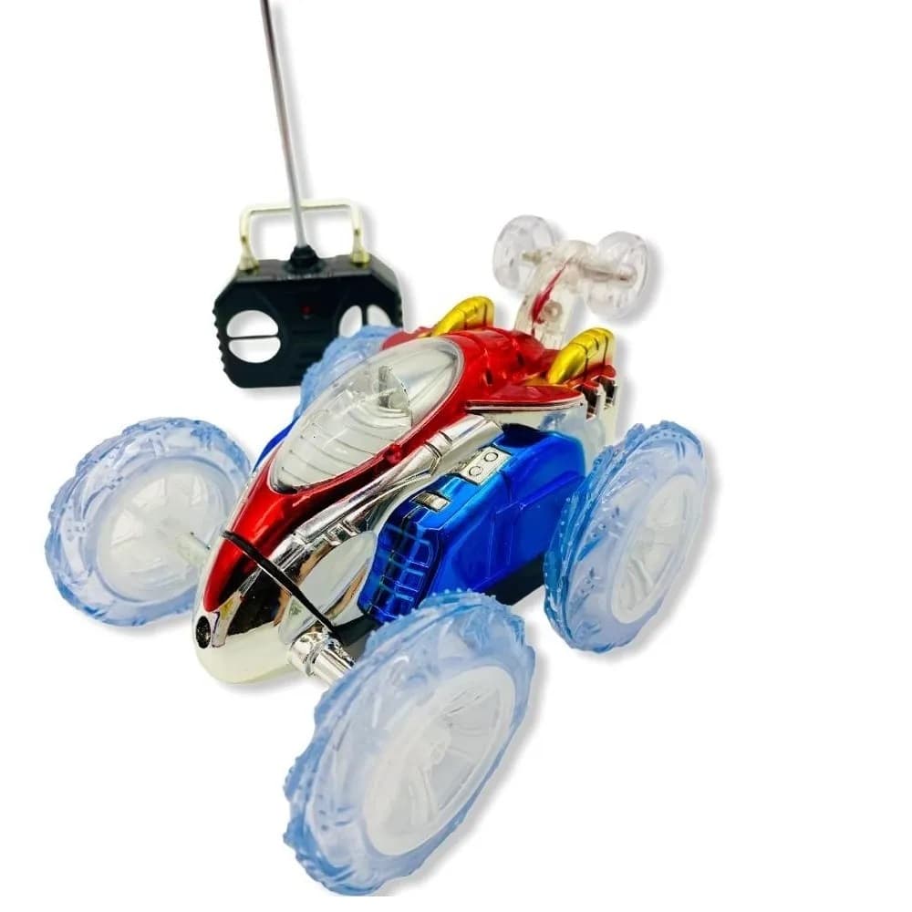 Carrinho Maluco de Controle Remoto Gira 360º com Luz Colorida Carro Cambalhota Várias Manobras