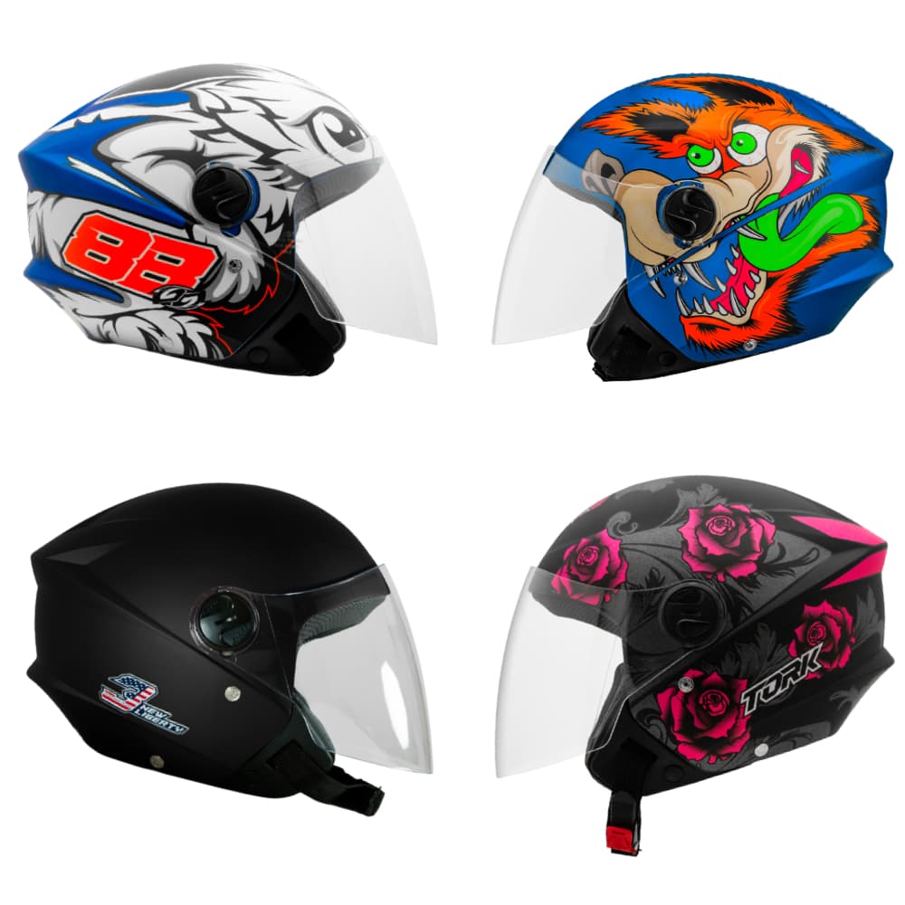 Capacete Aberto Moto Varios Modelo Feminino Masculino New Liberty Three 3 Com Viseira Cristal