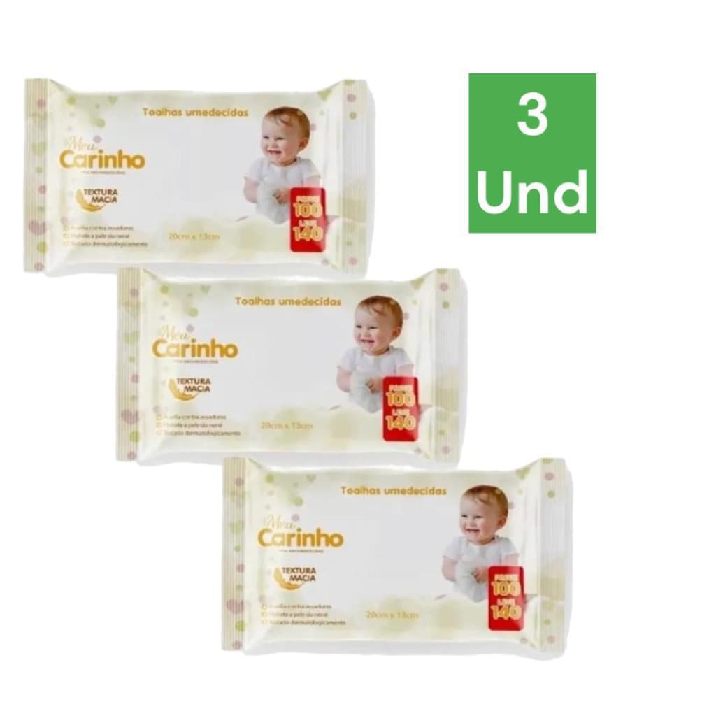 Toalha Umedecidas Com 3 Unidades/ 420 Lenços bem molhada