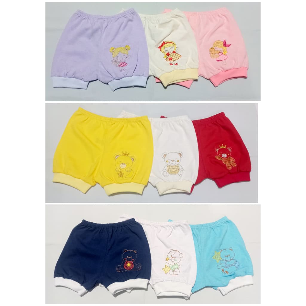 Shorts Infantis Tapa Fralda com 03 und Menina Menina 0 até 06 Meses