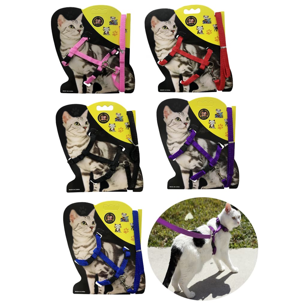 Coleira Com Peitoral e Guia Para Gato Cachorro De Pequeno Porte Pet Passeio LR-0163