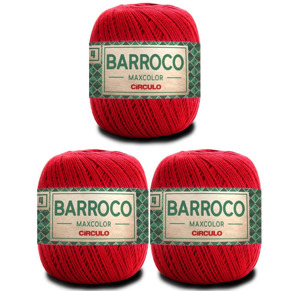 Kit de 3 Barbantes Barroco MaxColor Fio n° 4 Novelo com 338 Metros Circulo Crochê, Amigurumi, Tricô e Artesanato