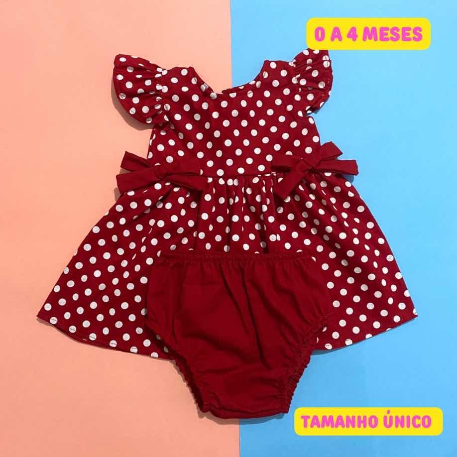 Conjunto bebê menina vestido e calcinha RN a 4 meses roupa de bebê 100% algodão