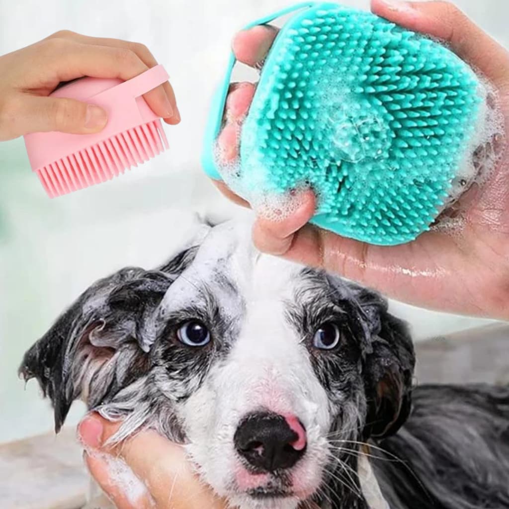 Esponja Para Banho de Silicone com Dispenser Massageador Escova Shampoo Sabonete Liquido Infantil Pet Crianças - TOP
