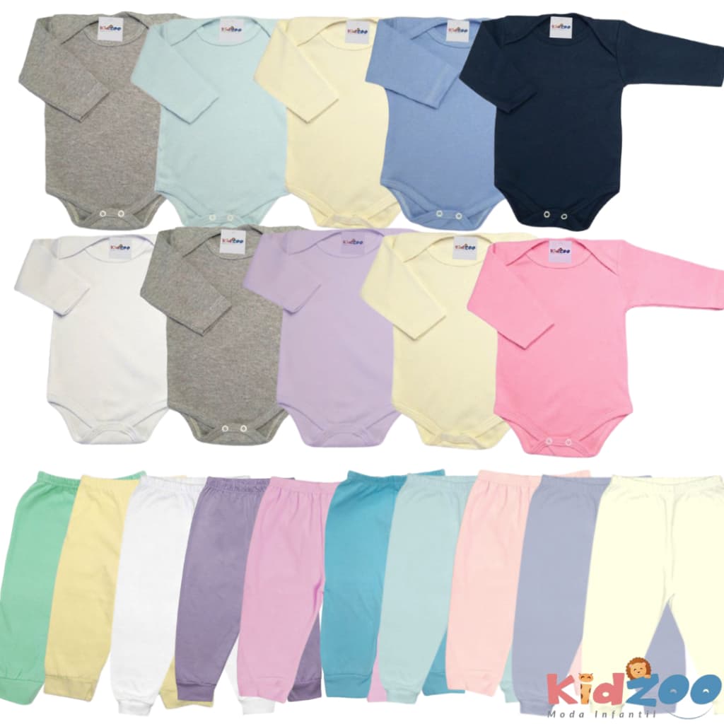 Kit 10 Peças Body Liso ML e Mijão Malha S/ Pé 100% Algodão/ Kit Enxoval Bebê Barato