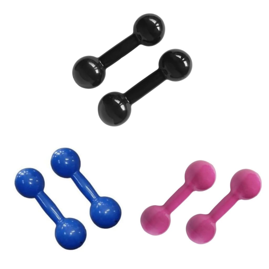 Combo Treino Academia Pares de Halteres Emborrachados 0,5 (meio) kg + 1 kg + 2 kg cada