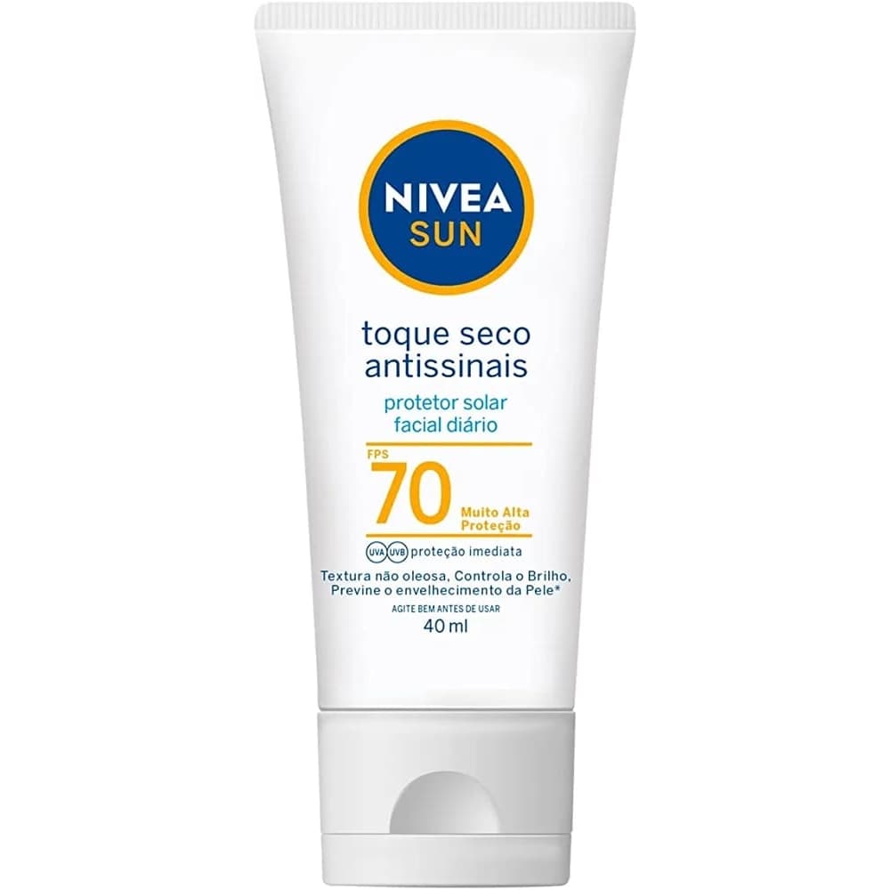 Protetor Solar Nivea Sun Facial Fps 70 Toque Seco Antissinais 40ml