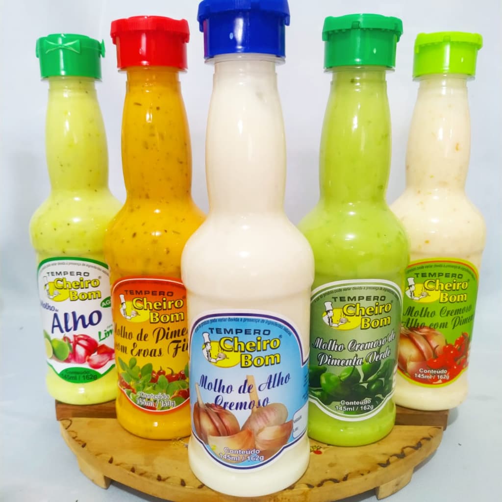 Molho Tempero Cheiro Bom 145ml - Molho de Pimenta - Molho de Alho - Molho de Alho com Limão - Pimenta com ervas Finas