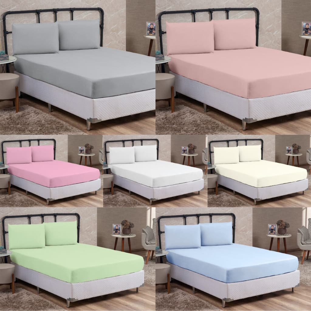 Jogo de Cama Casal Padrão 100% Algodão PERCAL 200 FIOS 03 Peças Tecido Grosso Macio Cama Box Lindo