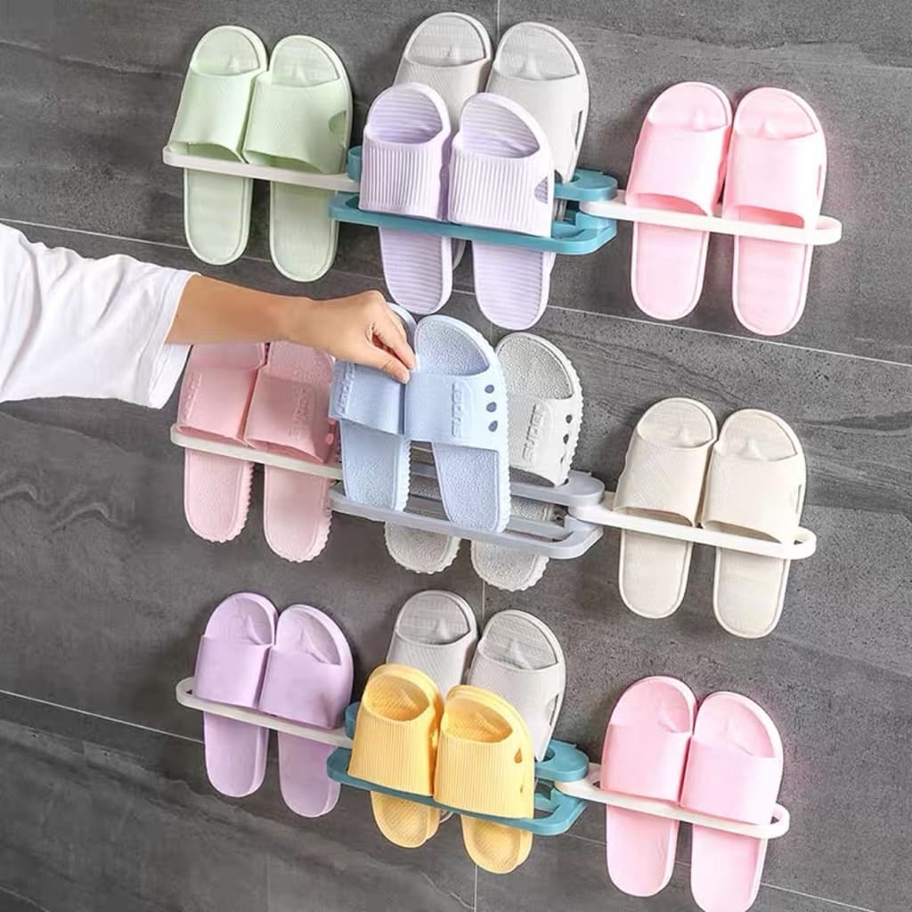 Suporte organizador para chinelo,com adesivo para parede Rack Retrátil