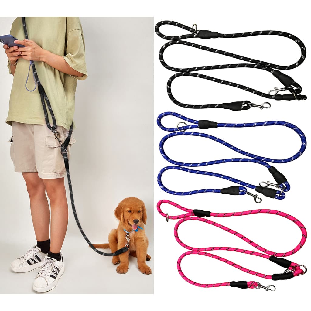 Guia de Passeio Corda Reforçada Transversal Mãos Livres 2 em 1 para Pet Cães Grande Médio e Pequeno Porte LR-0179
