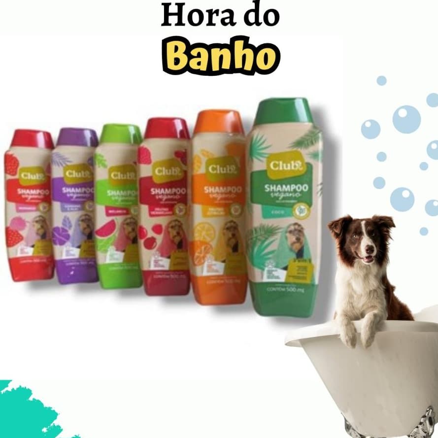 Shampoo Vegano Para Cachorro PET uso veterinário 3 em 1 Shampoo Club Pet 500ml