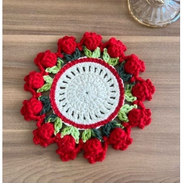 Kits Porta copo ou porta Guardanapo tulipas em crochê em barbante para mesa posta