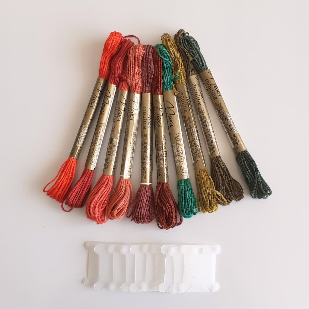 10 meadas para bordar - Paleta cores de outono - linhas para bordado livre e ponto cruz