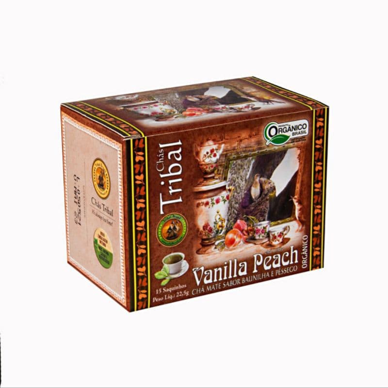 Chá Orgânico Vanilla Peach, Chá Mate Sabor Baunilha e Pêssego Tribal Brasil