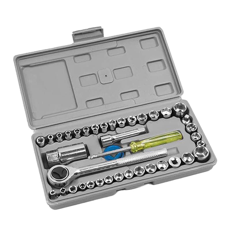Kit Maleta Jogo Conjunto Chave catraca com soquete 40 peças  reversível resistente aço inox