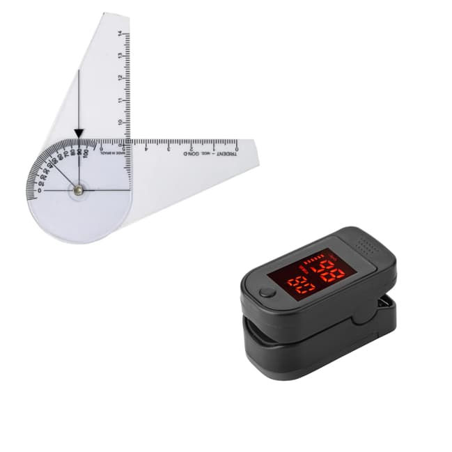 Kit Goniômetro Pequeno Dedo 14cm + Oxímetro Dedo - Saúde/Fisioterapia/Enfermagem.