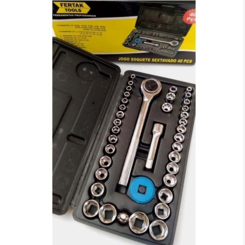 kit jogo de soquete sextavado 40pcs - c/chave catraca fertak >> ENVIO IMEDIATO<<