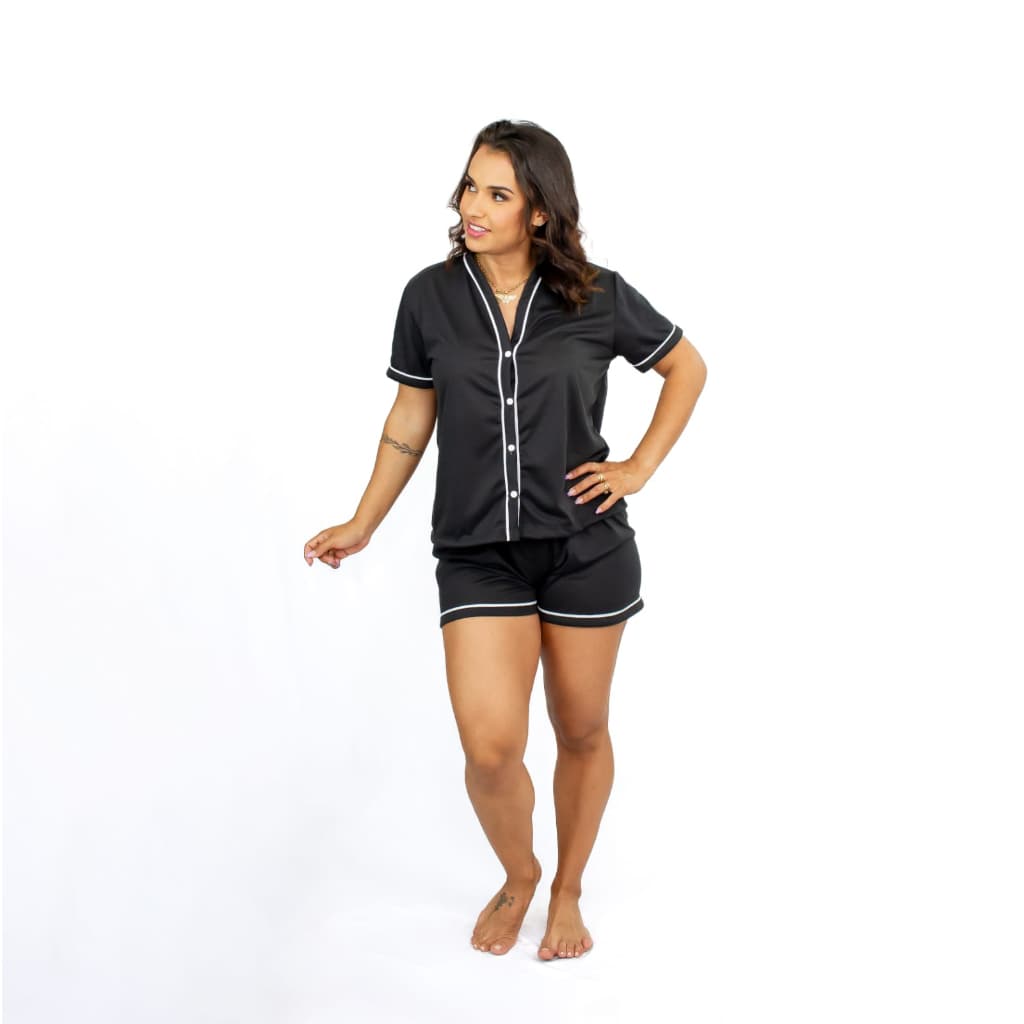 Baby Doll Short Doll Americano Gola V Liso Pijama Feminino
