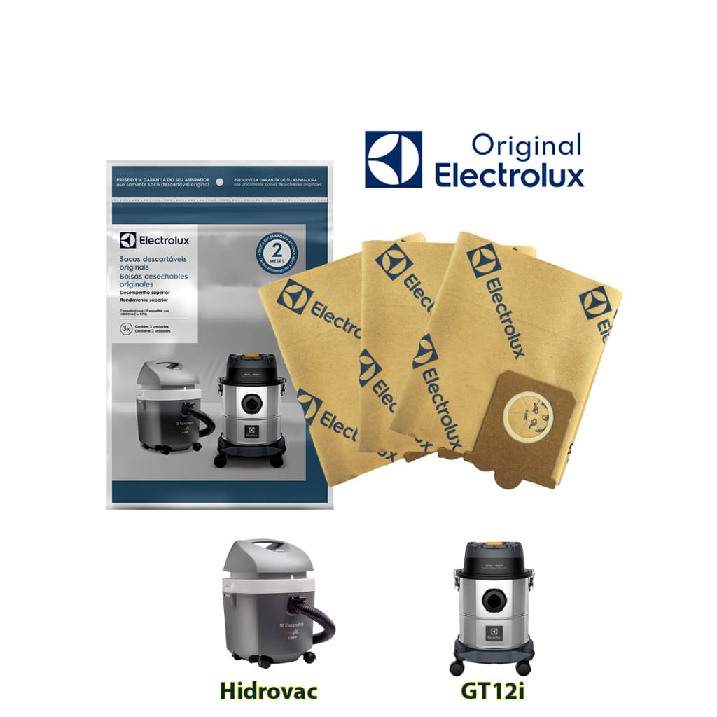 Kit Saco Descartável Aspirador de Pó CSEHV 03 Unidades Electrolux Original 70035082 A20810601 CSEHV Aspirador de Pó e Aguá