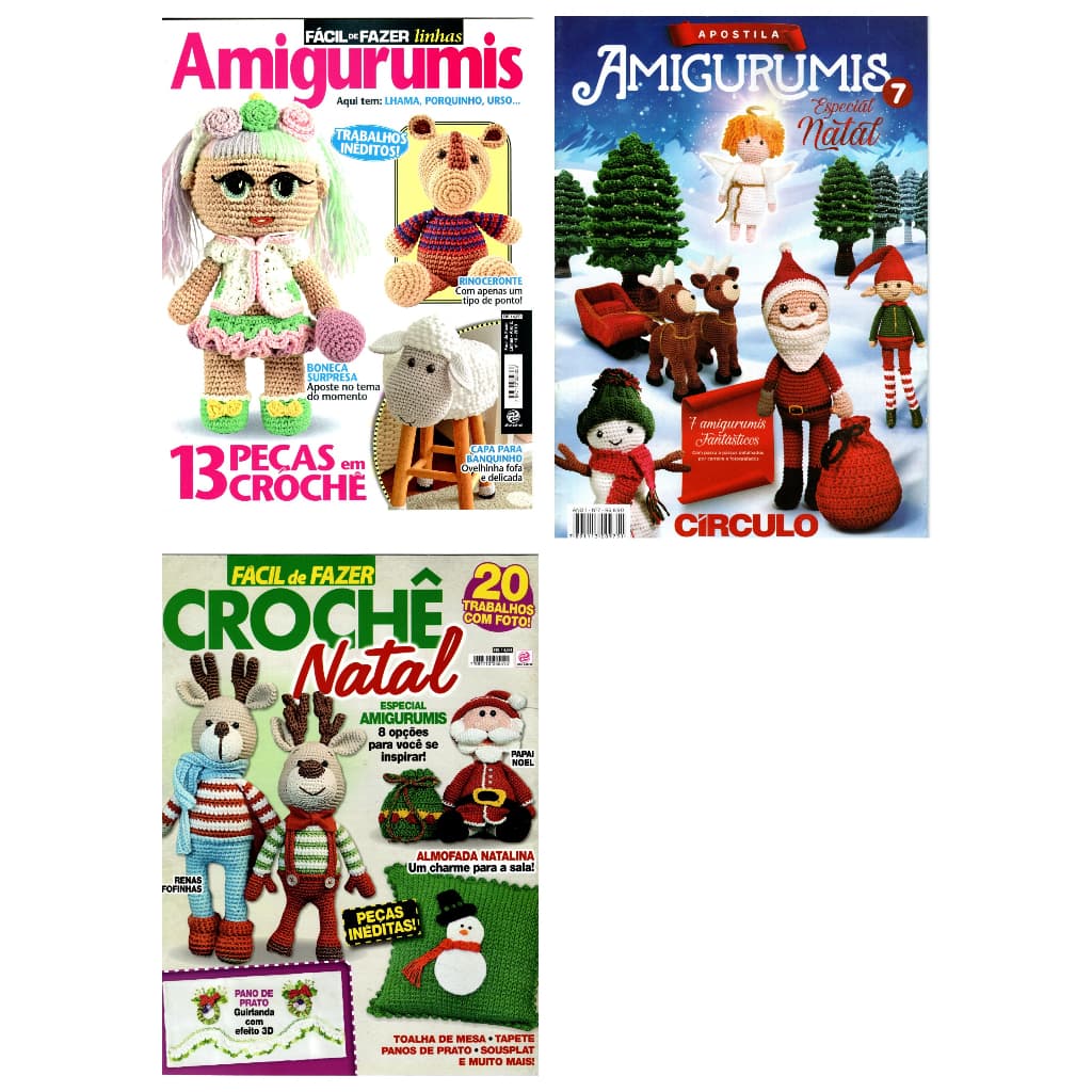Kit 3 Revistas Amigurumis Bichinhos Crochê