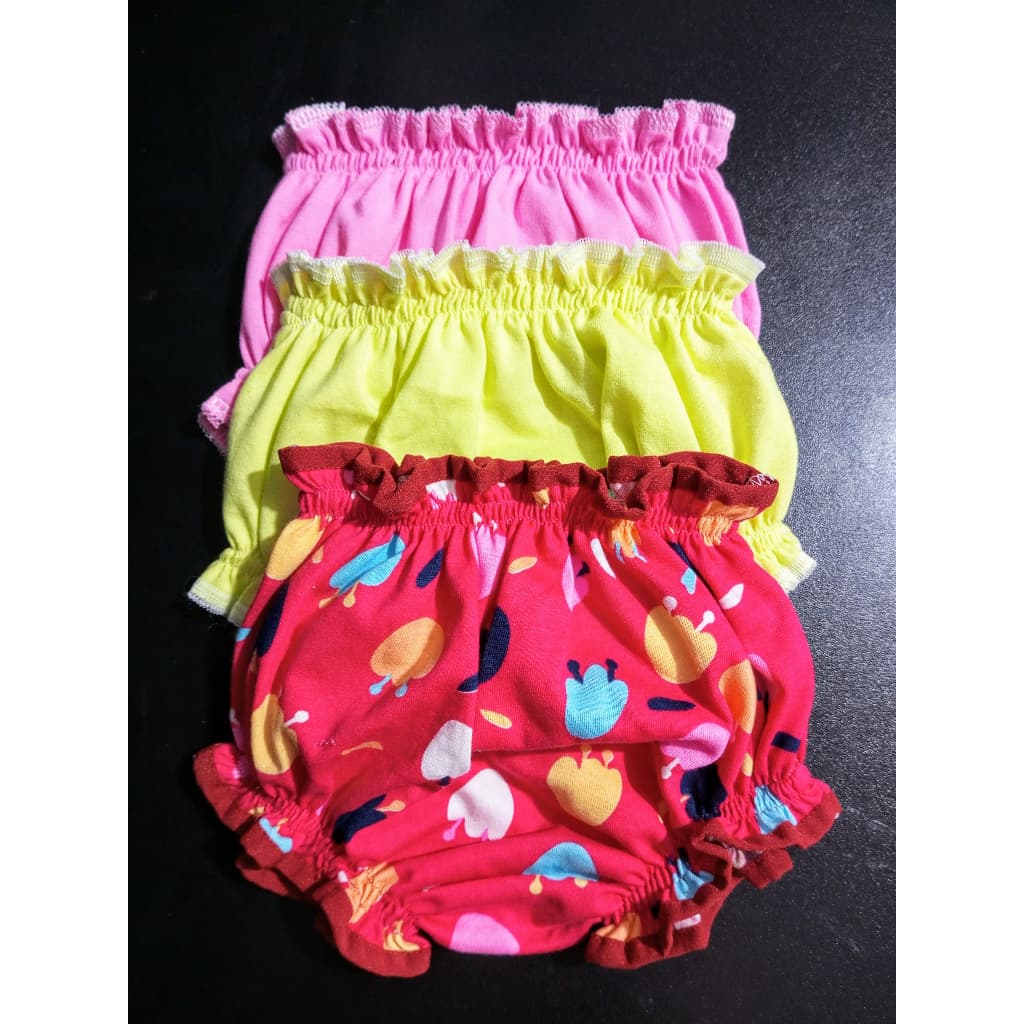 Calcinha infantil Tapa fraldas EM MALHA DE ALGODÃO (2 lisas 1 estampada)