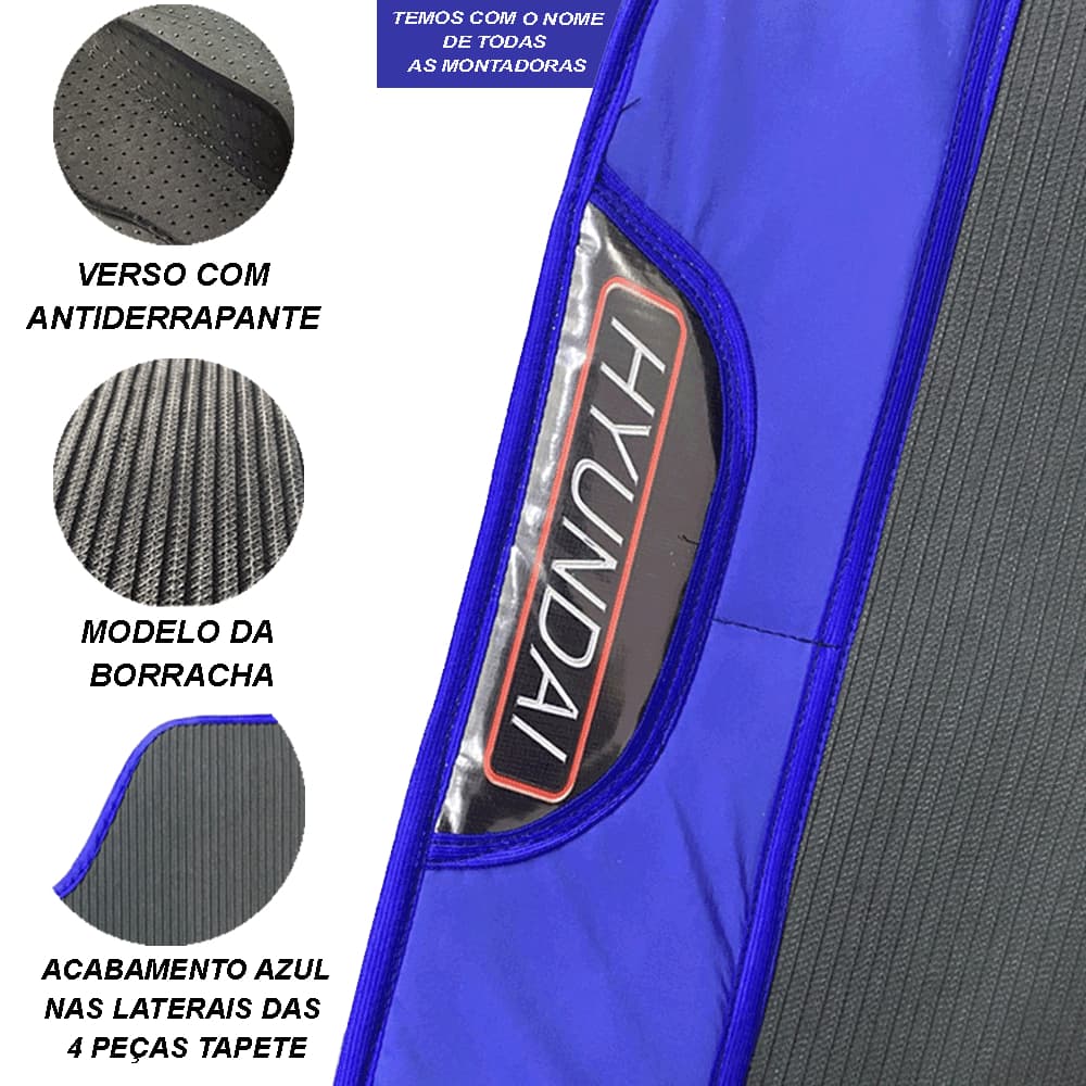 jogo Tapete Automotivo carro Emborrachado Azul 4 Peças com nome Logo personalizado de Todas as Montadoras Personalize seu Carro com Elegância e Paixão pelo Mundo Automotivo