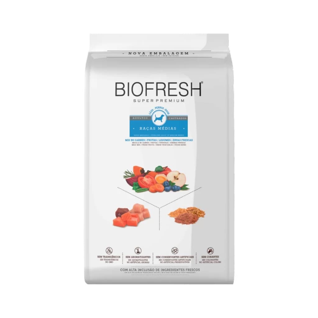Ração Biofresh Para Cães Castrados Raçãs Médias - 3Kg ou 10,1Kg
