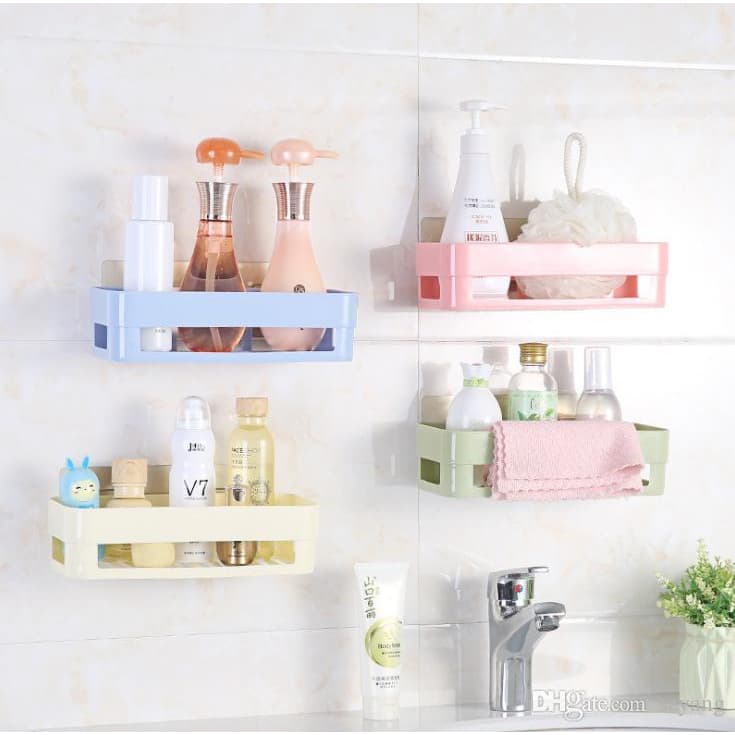 Suporte Organizador De Parede Plástico Para Shampoo Banheiro Cozinha Multiuso Sem Furo na Parede Casa Cozinha Decoração