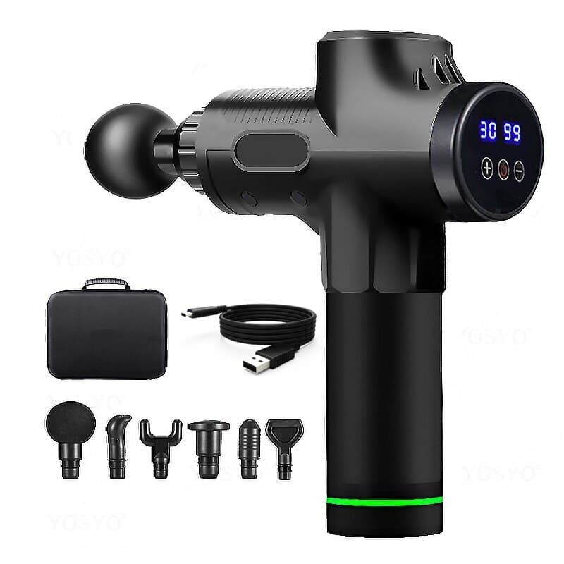 Pistola de Massagem Profissional Massageador Muscular Corporal Eletrico 30 Velocidades Com Display