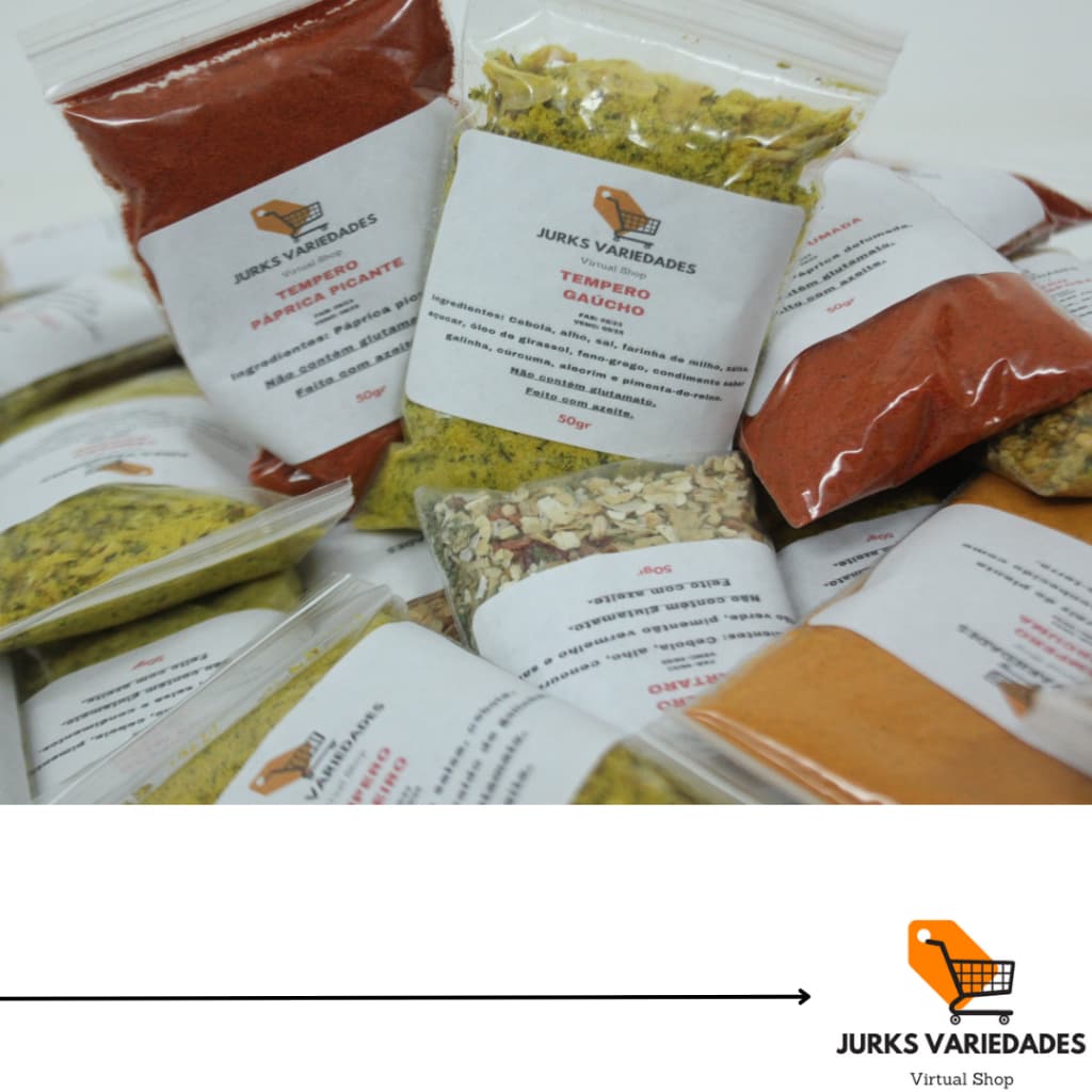 Kit 3 temperos 50g cada - Tempero Gaúcho, Edu Guedes e Baiano.