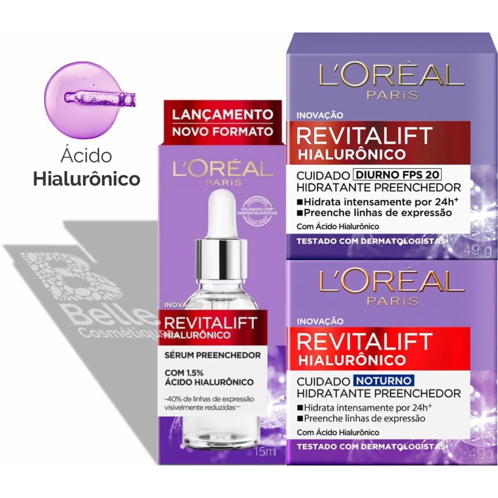 Revitalift Hialurônico Sérum 15ml e Creme Anti-idade Diurno e Noturno 49g - L`oréal Paris