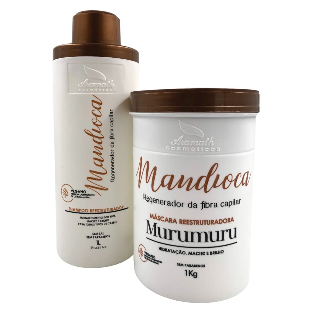Shampoo Hidratante + Máscara De Hidratação Mandioca Profissional Aramath Cosméticos