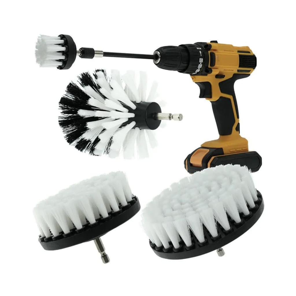 Kit 4 Escovas Higienização com Alongador - Carros Sofa Estofados adptavel Furadeira Parafusadeira