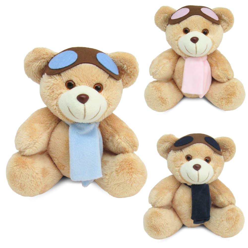 Urso De Pelúcia 20cm Articulado Aviador Antialérgico Decoração Quarto Bebê Infantil