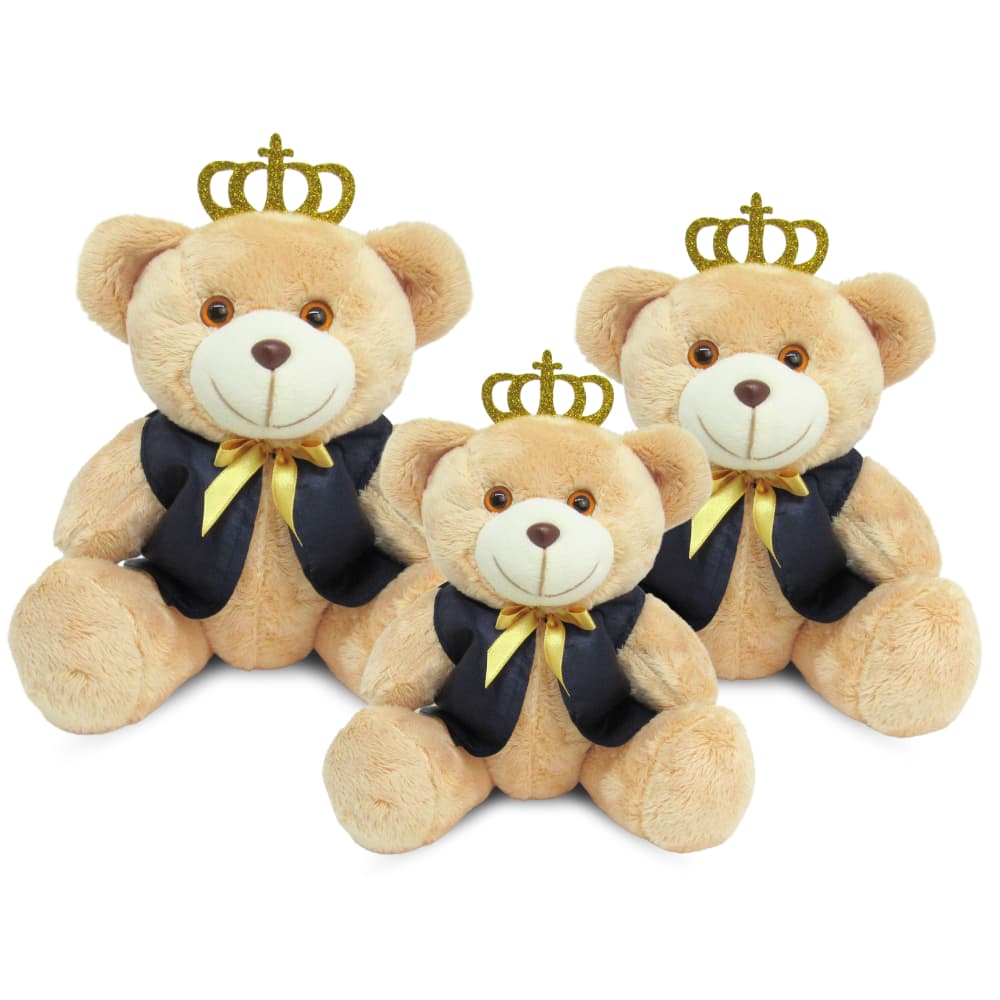 Trio De Urso Articulado Realeza Decoração Infantil Para Nicho