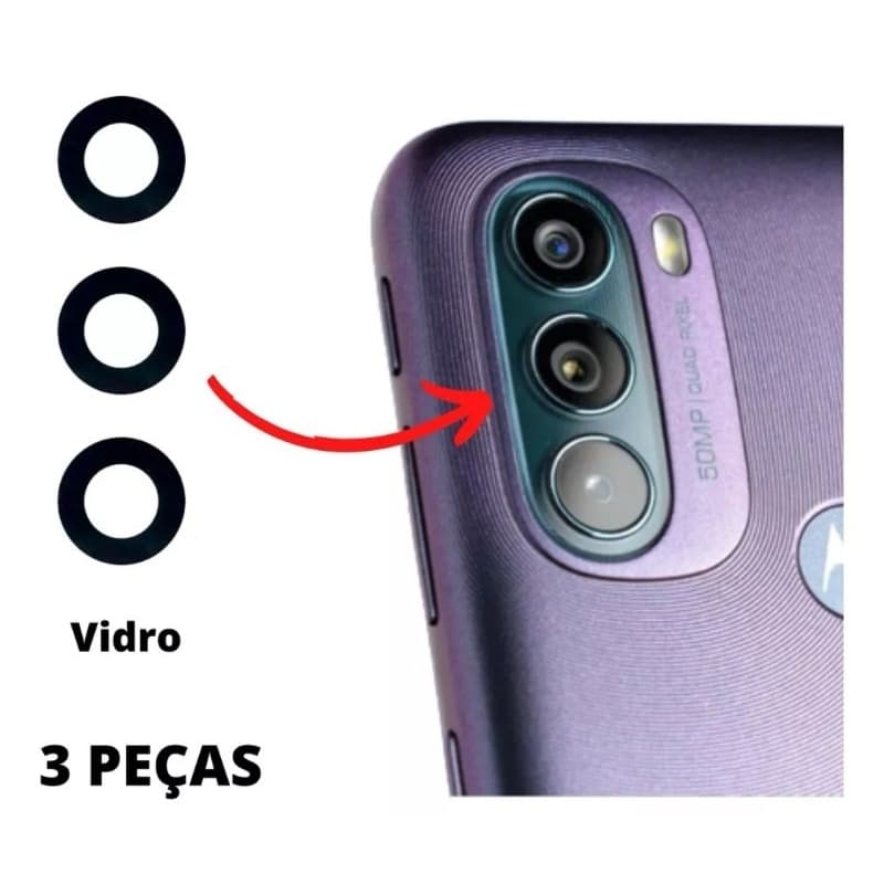 Vidro Lente Camera Traseira Compatível MOTO moto g41 / g71/G60 / G60s (3pçs)