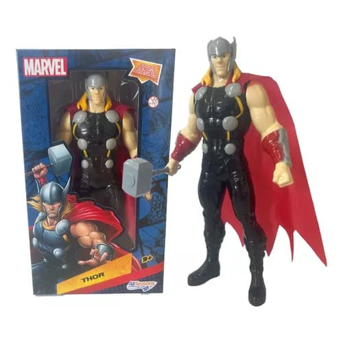 Boneco Thor Vingadores Marvel Super Heróis Brinquedos Semi Articulados 22 cm de Altura