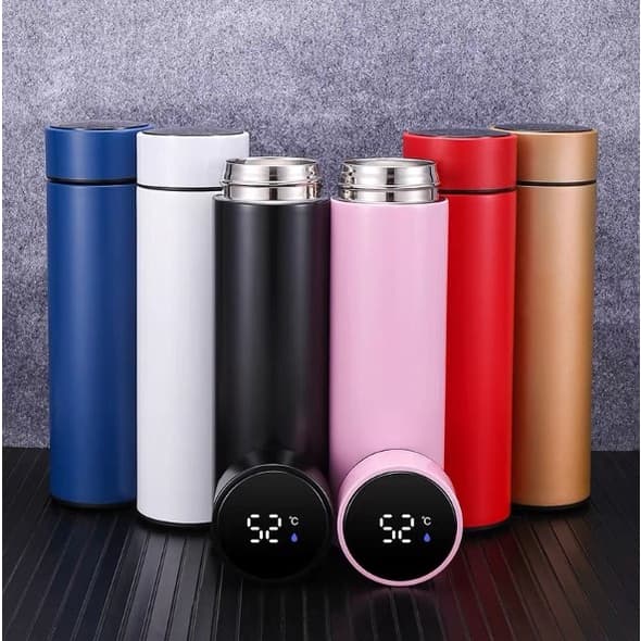 Garrafa térmica de aço inoxidável com termômetro digital led de 500ml