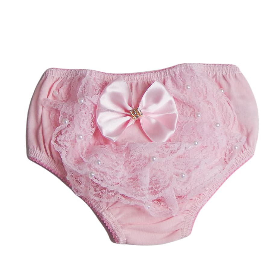Tapa Fralda Calcinha Bebê Bunda Rica Babado e Laço Cetim com Strass