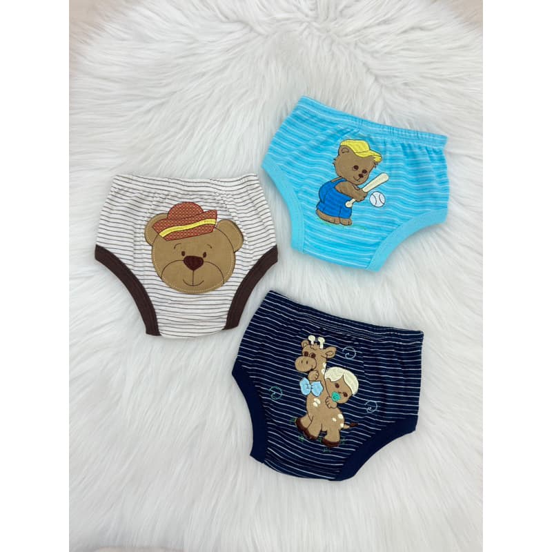 Kit 3 Cueca Tapa Fralda Masculina Algodão RN Recém Nascido Bebê Ref:091