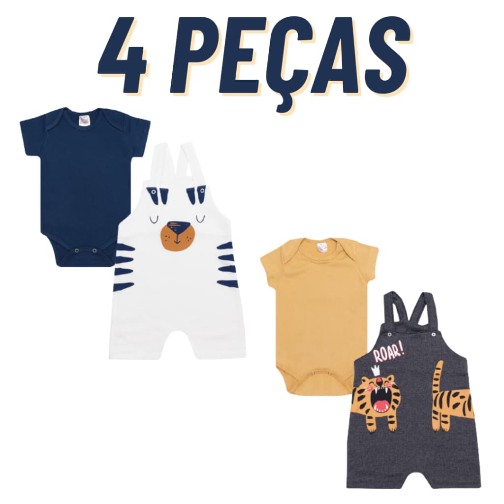 Kit Roupa De Bebe Conjunto 4/6 Peças Jardineira E Body Curto Menino E Menina Roupas de Bebê