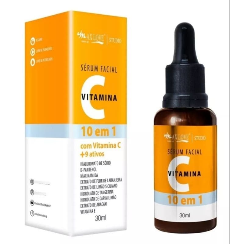 Sérum Facial Vitamina C 10 EM 1 Com Vitamina C Mais 9 Ativos Max Love 30ml com nova caixa love..