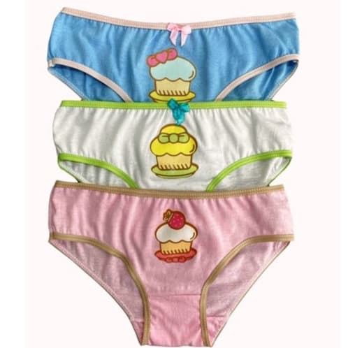 Kit 3 CALCINHA infantil menina escola 100% algodão CUPCAKE desenho tapa fralda roupa intima bebê