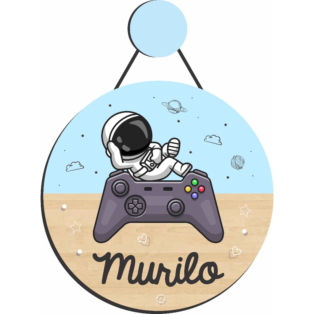 Enfeite Porta Maternidade Vídeo Game - Controle vídeo game - Nome personalizado - GUIRLANDA.