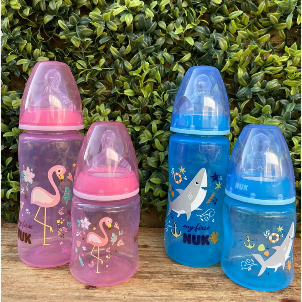 Mamadeiras Nuk Kit com 2 unidades 150 ml e 300 ml AirSystem  First Choice 0-6/+6meses Rosa e Azul