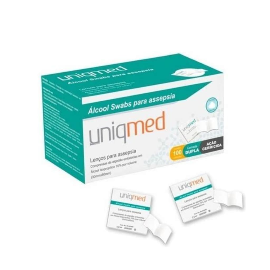 KIT 1000 SWAB UNIQMED LENÇOS ANTISSEPTICOS