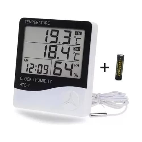 Termo Higrômetro Digital Htc-2 Certificado Calibração Umidade e Temperatura Ambiente Memória Máxima e Mínima Relógio